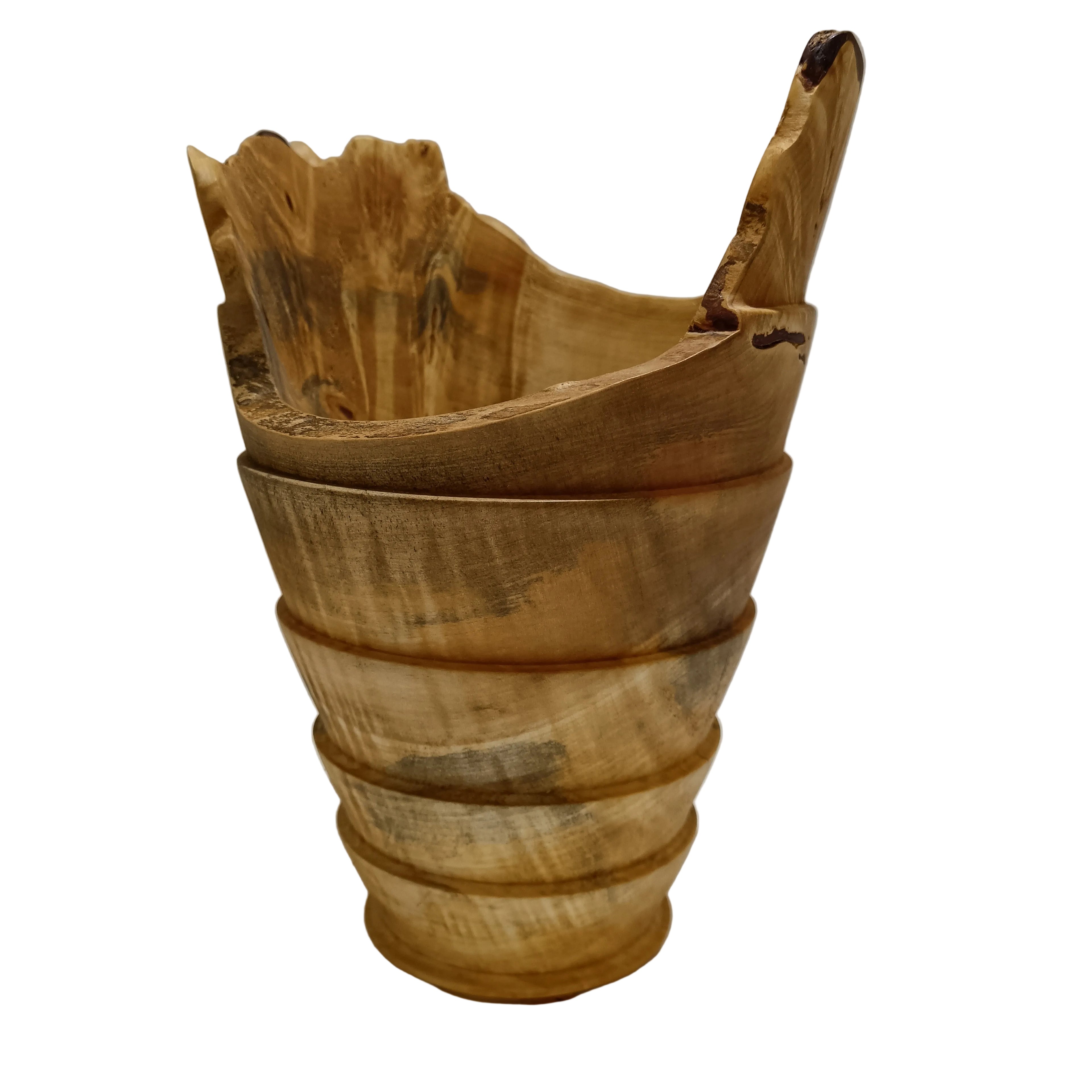 Handgedrechselte Kastanienholz Vase mit Naturkante – Unikat